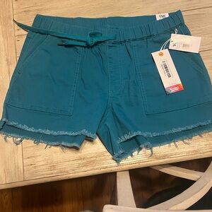 YMI Women's Teal Frayed Hem Shorts